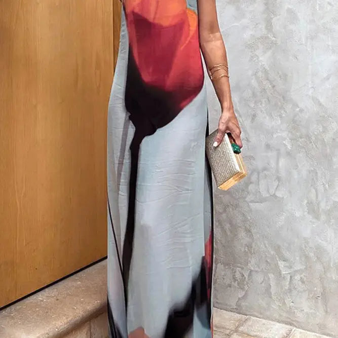 Summer Flora Printed Spaghetti Maxi Dress JRM066