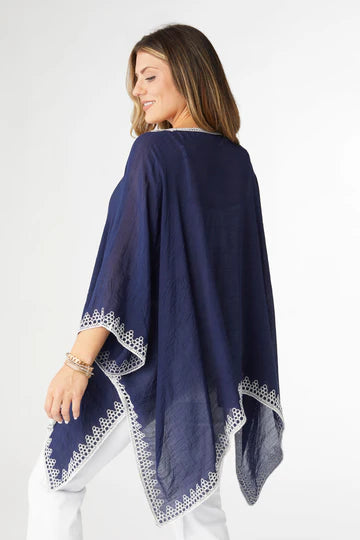 Amaryllis Poncho with Embroidery Trim