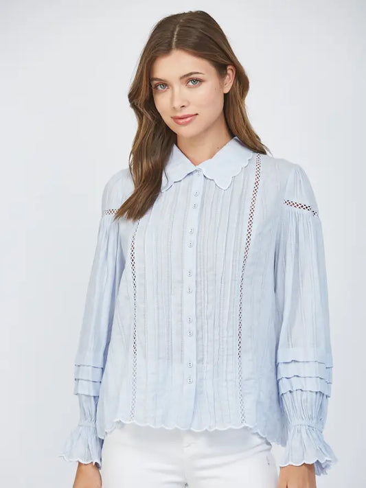 FT25365 SCALLOP EDGE SHIRT BLUE