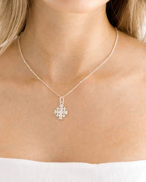 JERUSALEM Cross On Beaded Chain Necklace 3757S