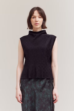 Crinkled Velvet Mock Neck Top 42068