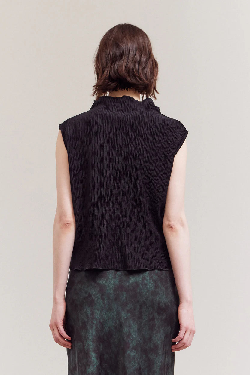 Crinkled Velvet Mock Neck Top 42068