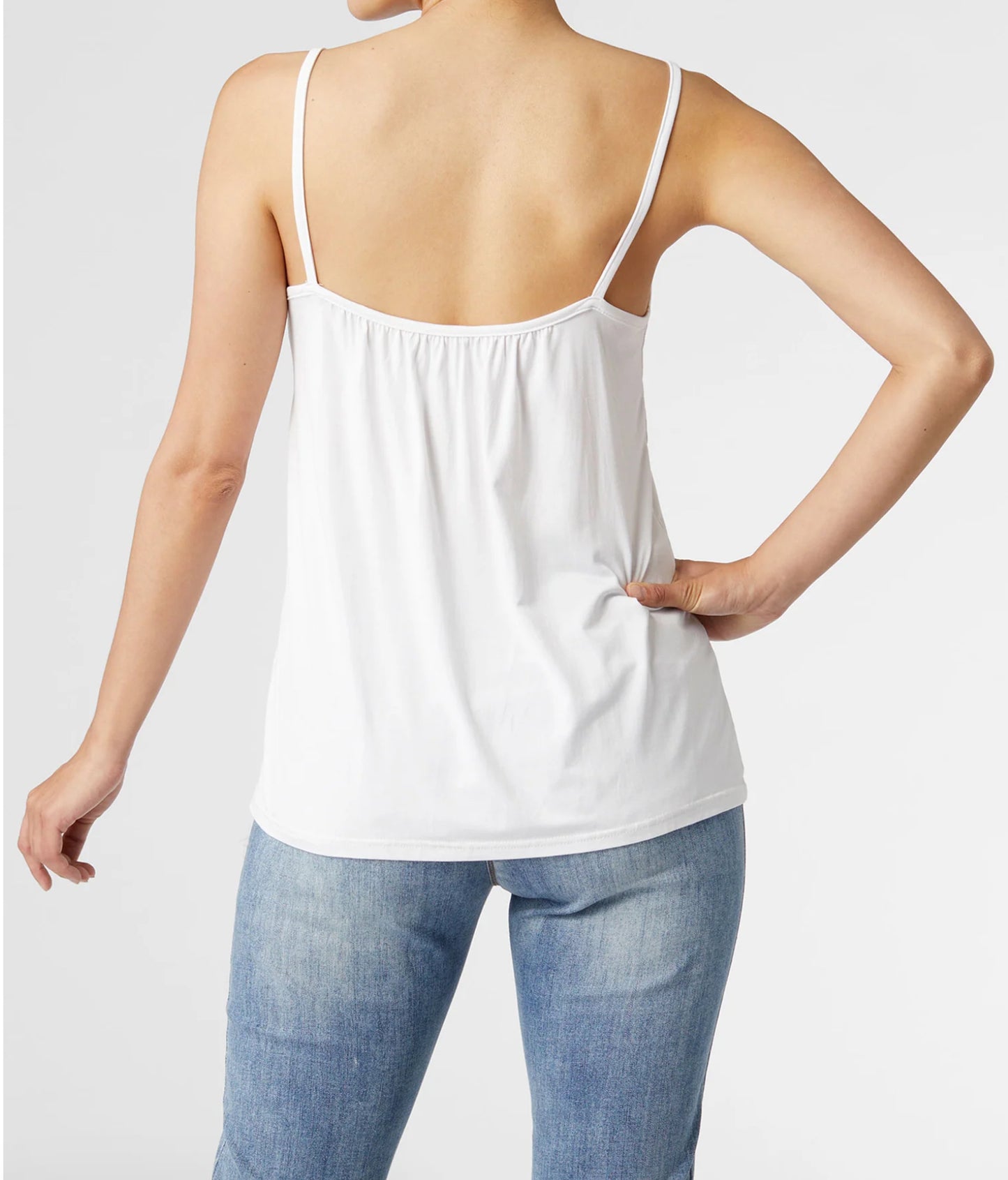 Elsie Adjustable Gathered Cami - White SKU 2319004D