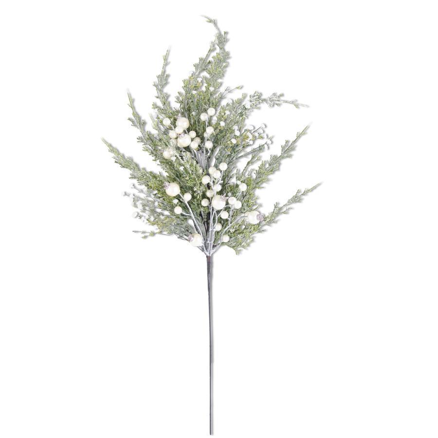 30 Inch Snowy Cypress Pine Spray w/Pearls  Item#: 54780A