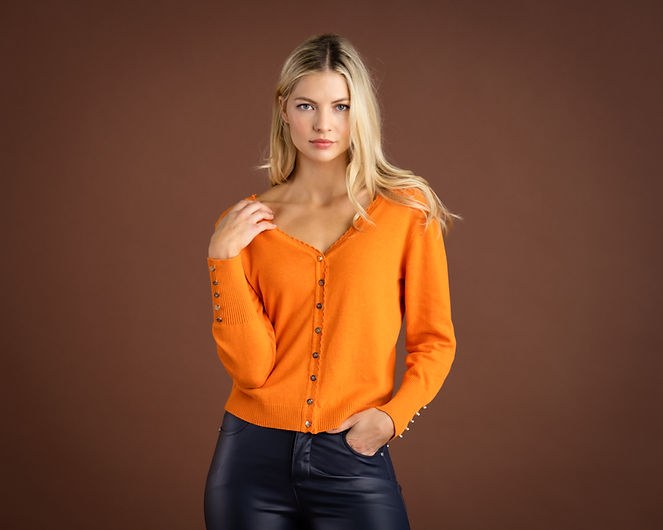 7210 ORANGE BUTTON DOWN CARDIGAN