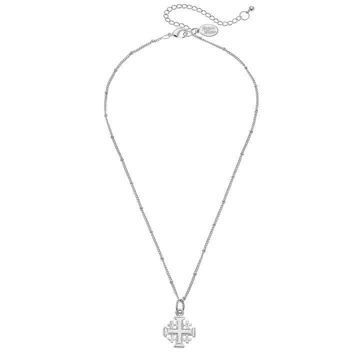 JERUSALEM Cross On Beaded Chain Necklace 3757S
