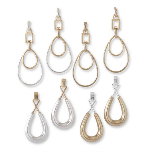 85227A  Assorted Two Tone Teardrop Earrings (2 Styles 2 Colors Ea )