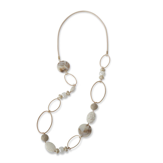 85387A Pearl & Marble Stone Necklace