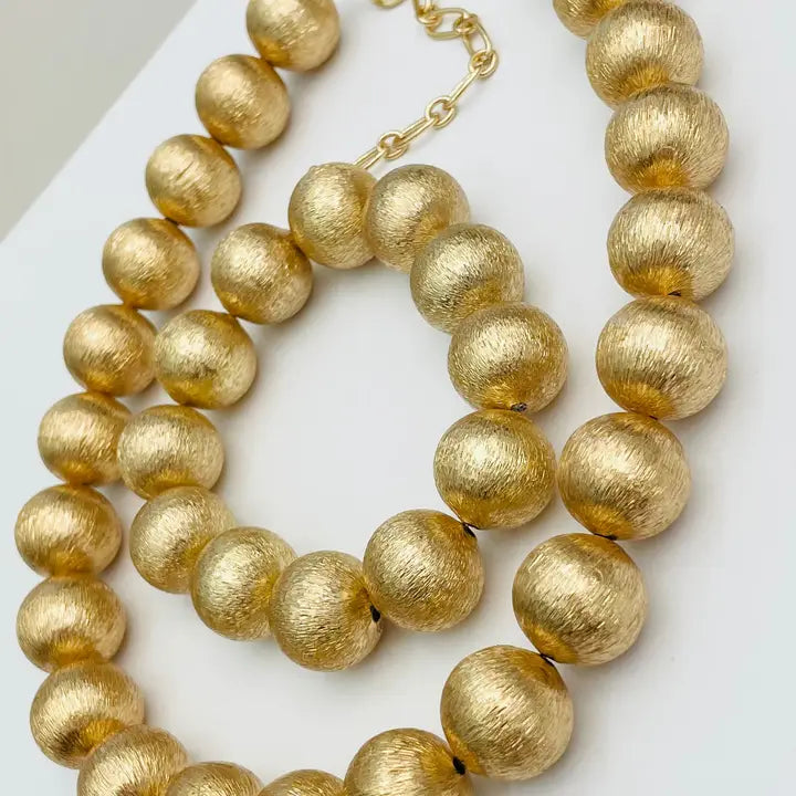 BIG BALL NECKLACE BRUSHED GOLD NK422