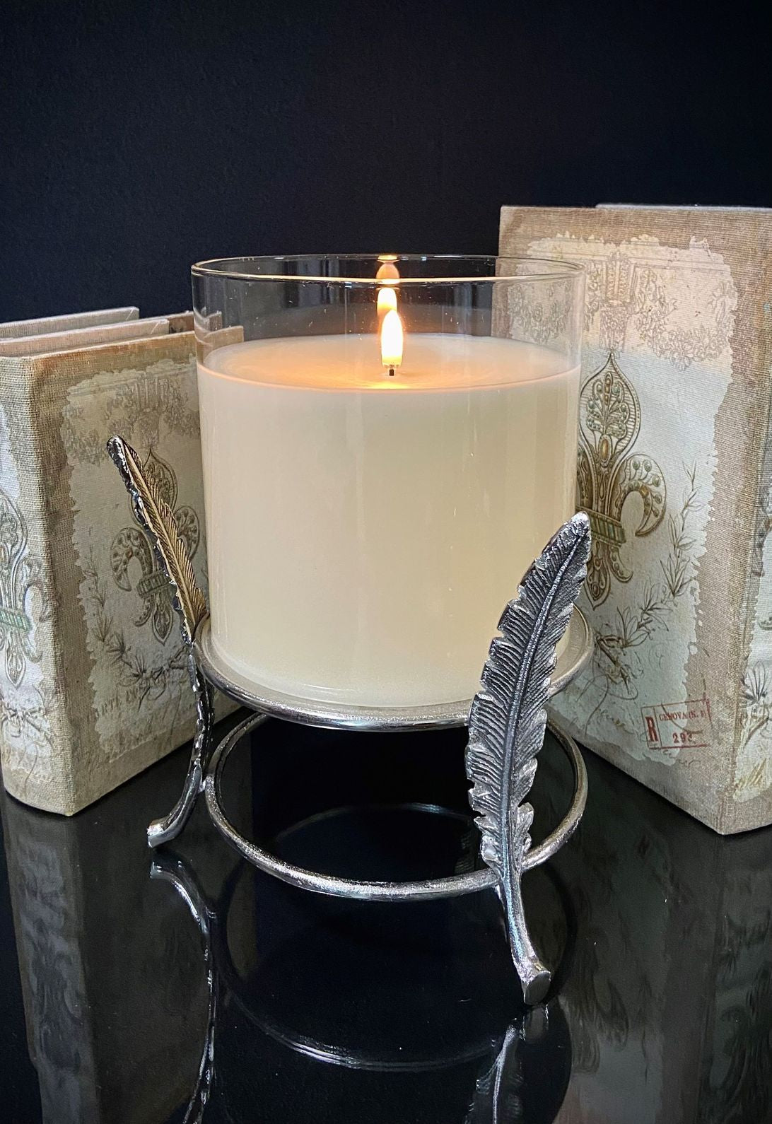 7″x7″x7″ AVIARY SILVER FINISH METAL CANDLE HOLDER 901390