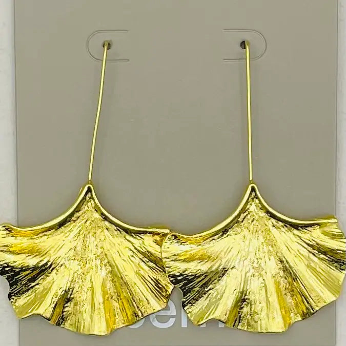 GOLDEN GINKO DANGLE EARRINGS BER412
