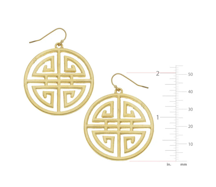 HAPPINESS EARRING GOLD MEDALLION CUT OUT EARRING 1447G