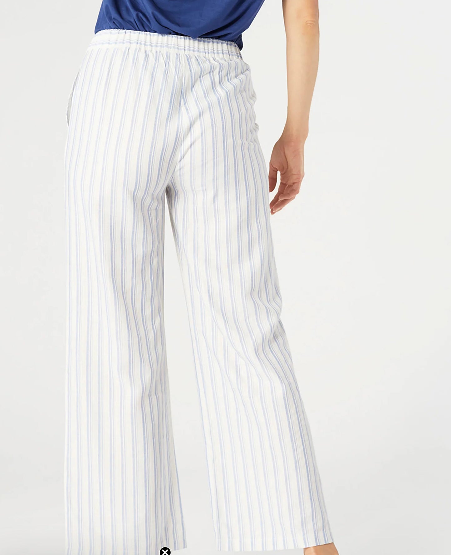 Fallon Wide Leg Striped Pant - Off White/Blue SKU: 2429033A
