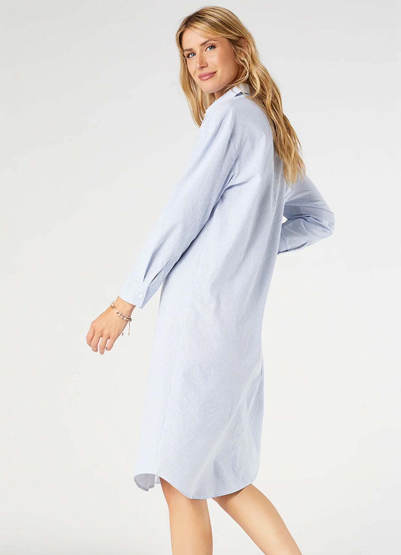 Brenna Button-Up Maxi Dress - Blue/White SKU 2429046A