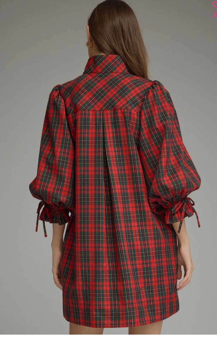 D33602 PLAID MINI DRESS