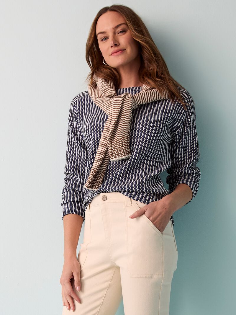 ZIG ZAG BLUES KNIT TOP S251019