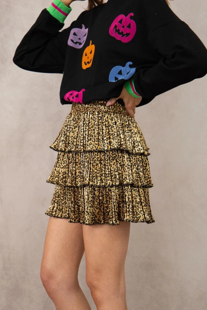 Shimmer Ruffle Skirt with Shorts, Metallic