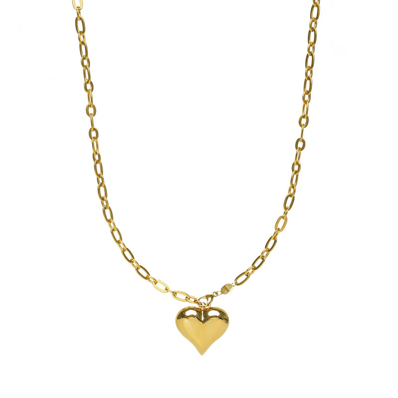 Waterproof Gold Statement Adjustable Heart Necklace 681