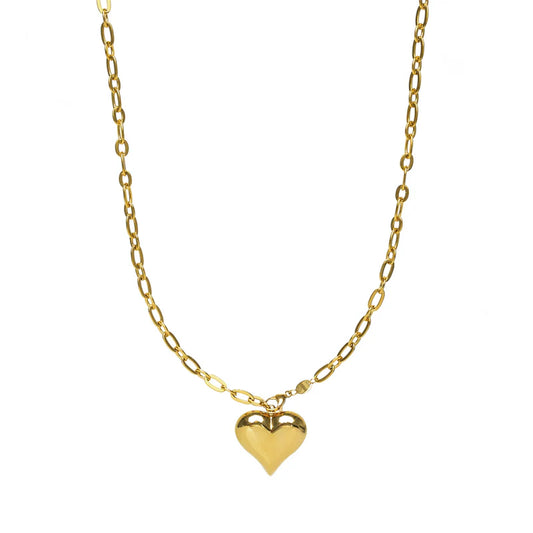 Waterproof Gold Statement Adjustable Heart Necklace 681