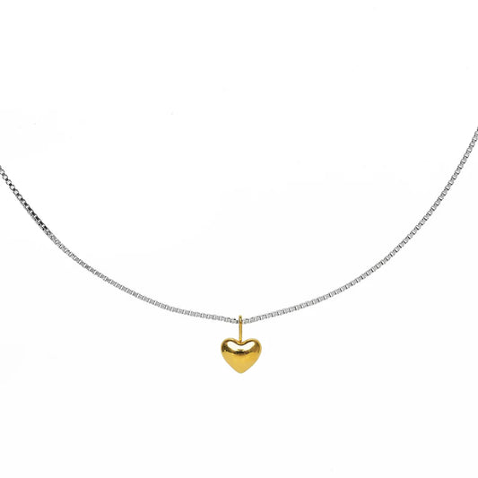 Waterproof Dainty Two-Tone Heart Necklace 683