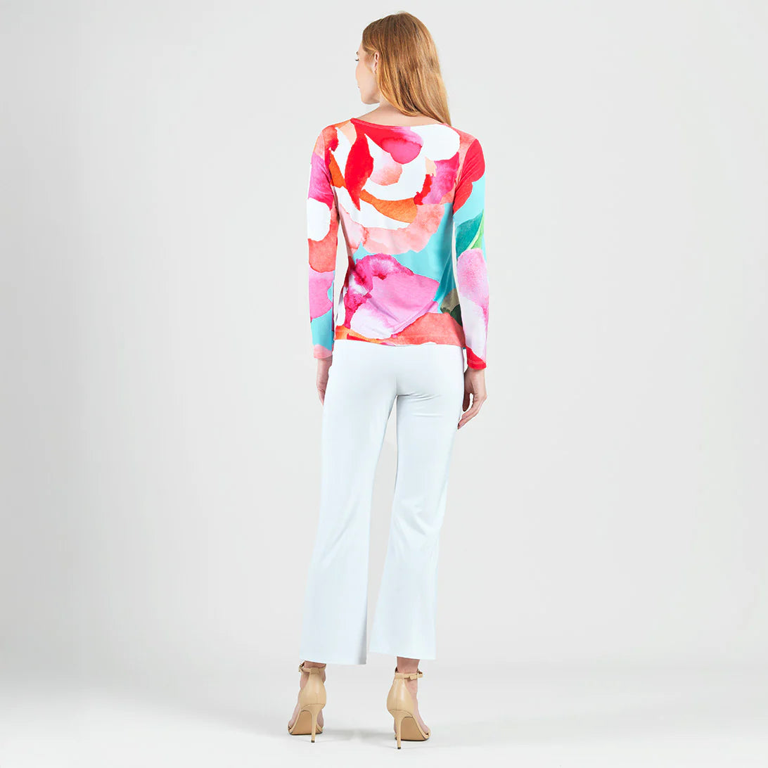 Side Tie Waist Top - Petal Watercolor T12P2