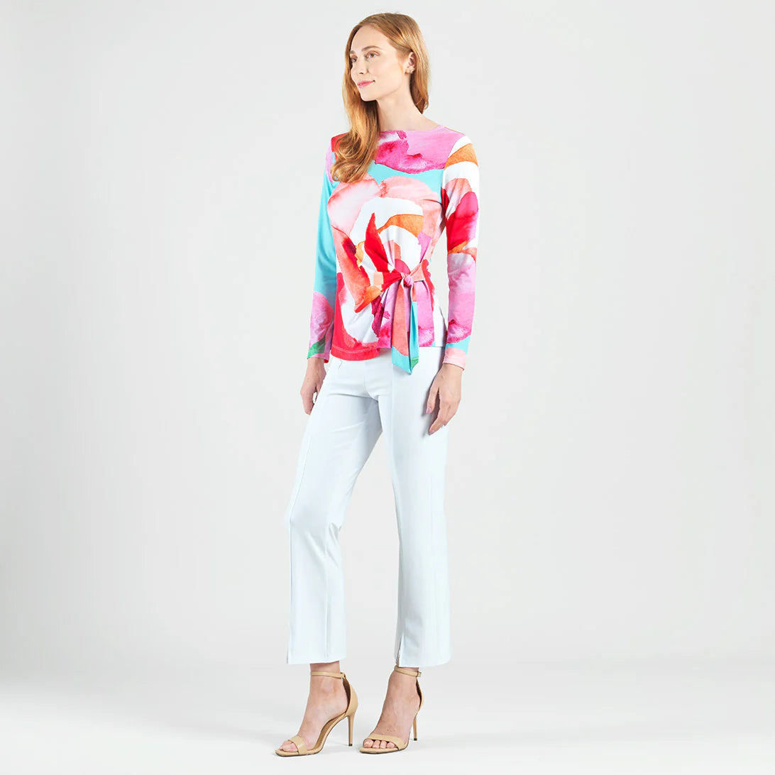 Side Tie Waist Top - Petal Watercolor T12P2
