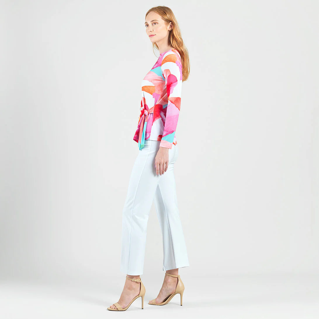 Side Tie Waist Top - Petal Watercolor T12P2