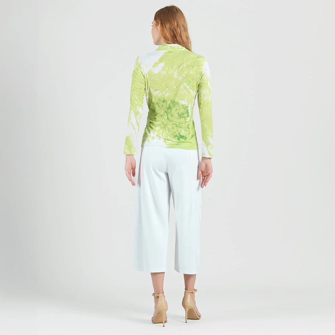 V-Neck Draped Pleat Top - Floral Citrus T414P3