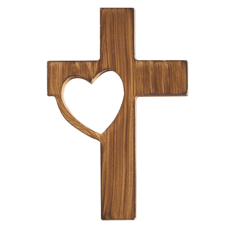 Wood Heart Cross ITEM: T9514