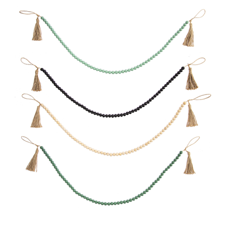 Veranda Wood Beaded Garland with Tassel CB178799