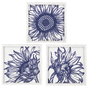BLUE SUNFLOWER WITH WHITE BACKGROUND WALL DECOR