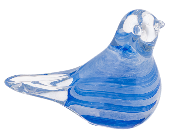 Blue & Ivory Art Glass Bird (Each One Will Vary) CB197613