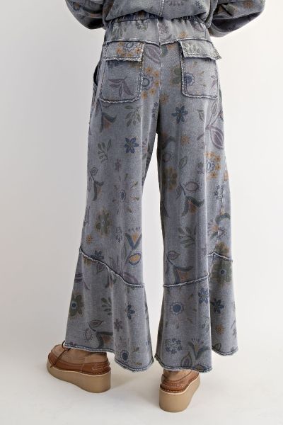 EB91075 FLORAL PRINTED WASHED TERRY PANTS