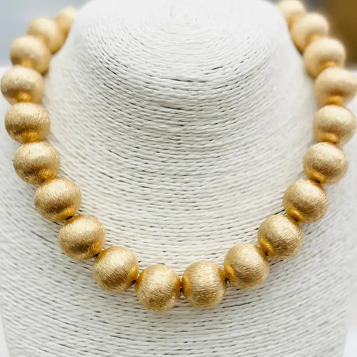 BIG BALL NECKLACE BRUSHED GOLD NK422