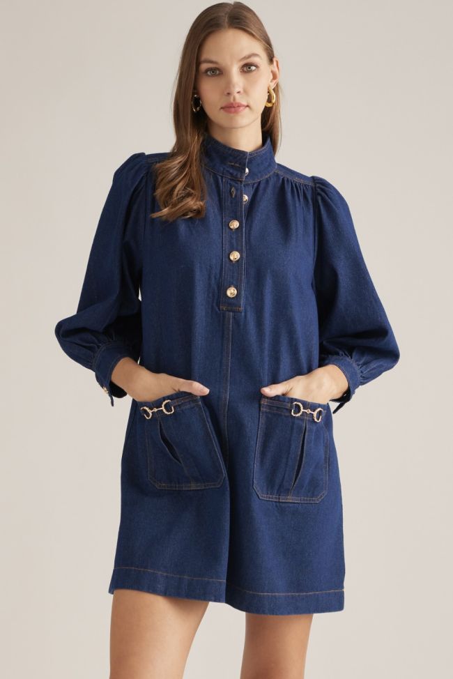 D33902 PUFF SLEEVE DENIM DRESS
