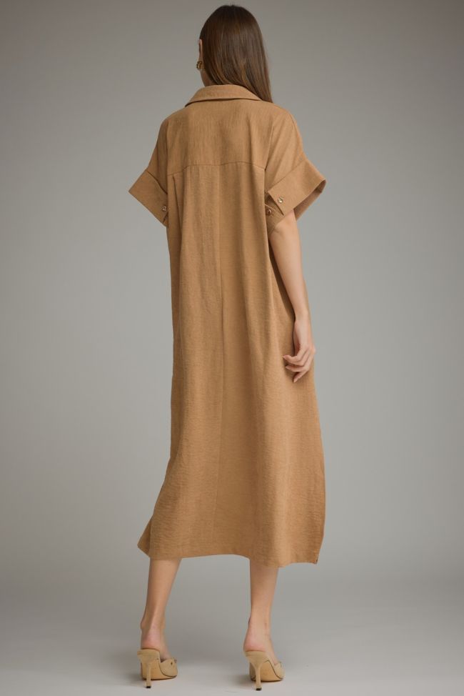 d34128 FAUX SUEDE MIDI DRESS