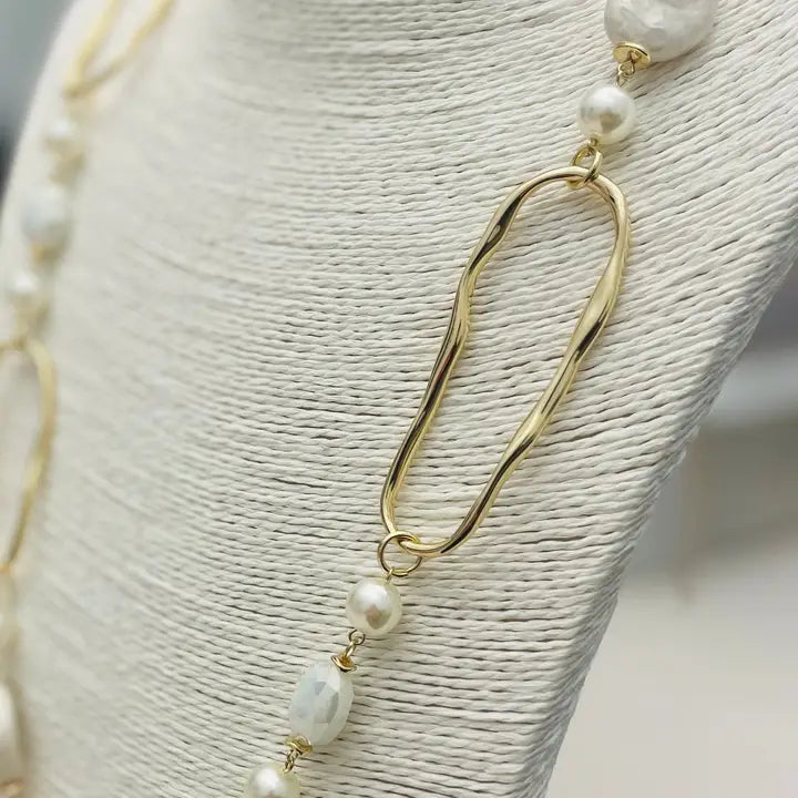 PEARL AND STONE NECKLACE NK412