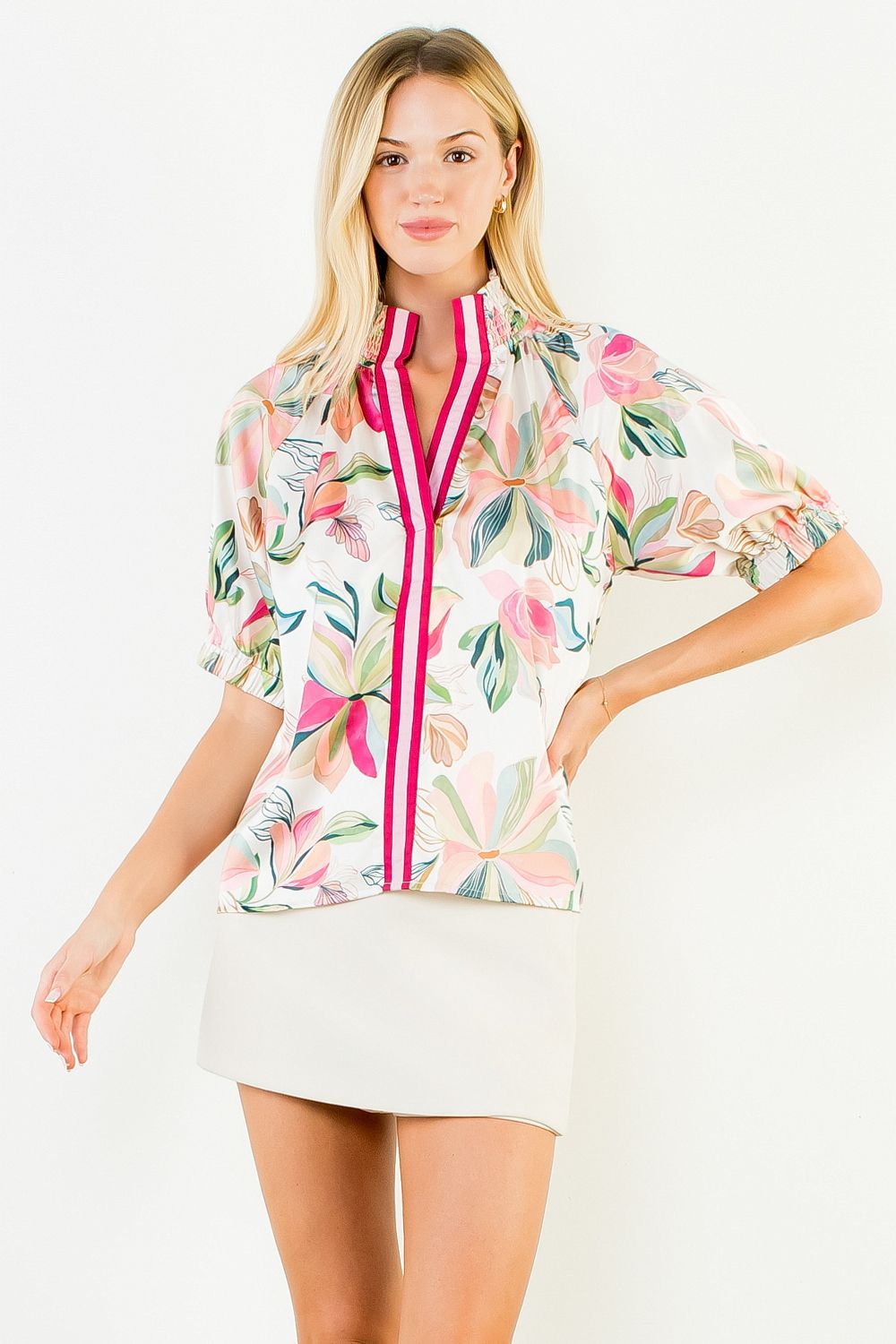 FTM3621 TEXTURED TOP WITH CONTRAST BAND