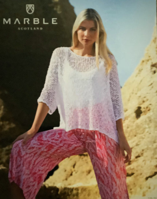 5186 WHITE CROCHET TOP W 3/4 SLEEVE