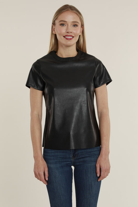 75347 VEGAN LEATHER SHORT SLEEVE TEE