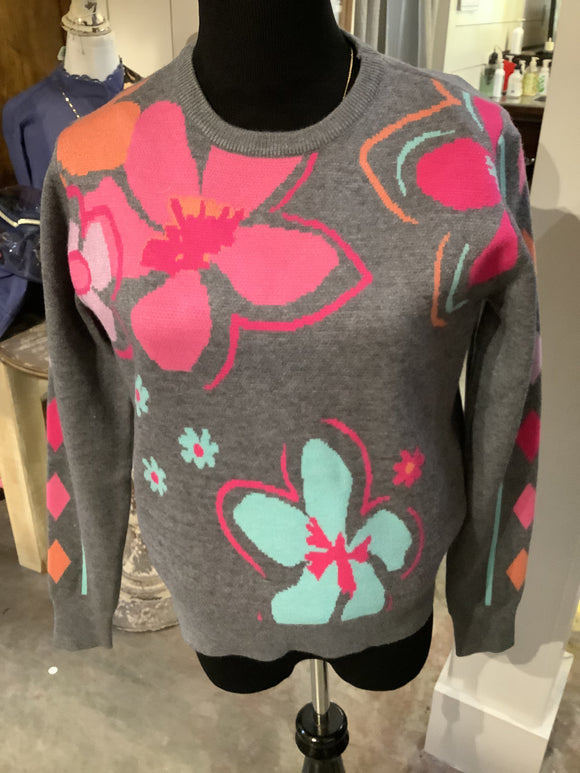 WK0041 LONG SLEEVE FLORAL SWEATER