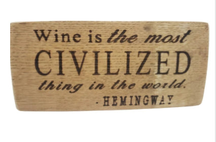 WINE BARREL BLOCK WITH WINE PUNS AND PHILOSOPHICAL WINE QUOTES