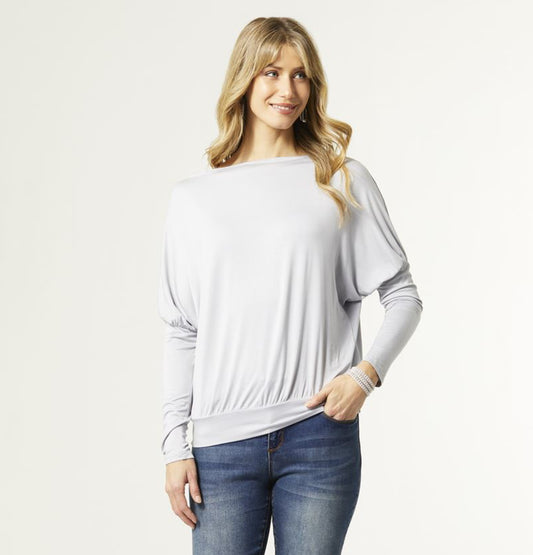 TONI LONG SLEEVE DOLMAN TOP SILVER