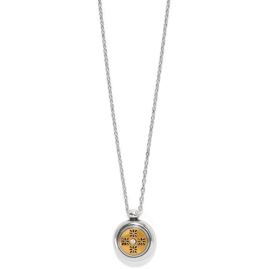 JM7613   Mosaic Round Two Tone Mini Necklace