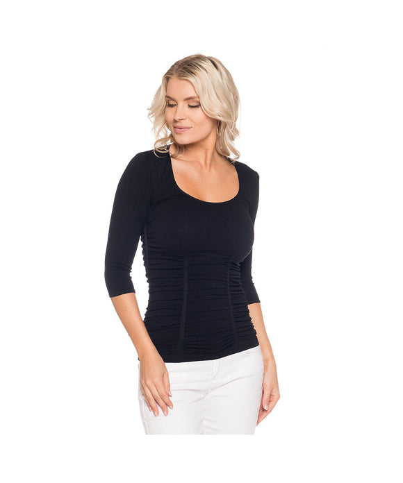 1196 3/4 SLEEVE RUCHED SEAMLESS