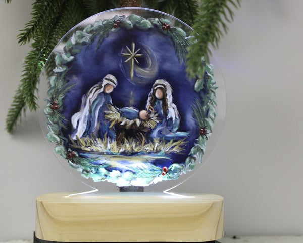 6x7" Acrylic LED Tabletop, Holy Family Midnight Sky DSX6015