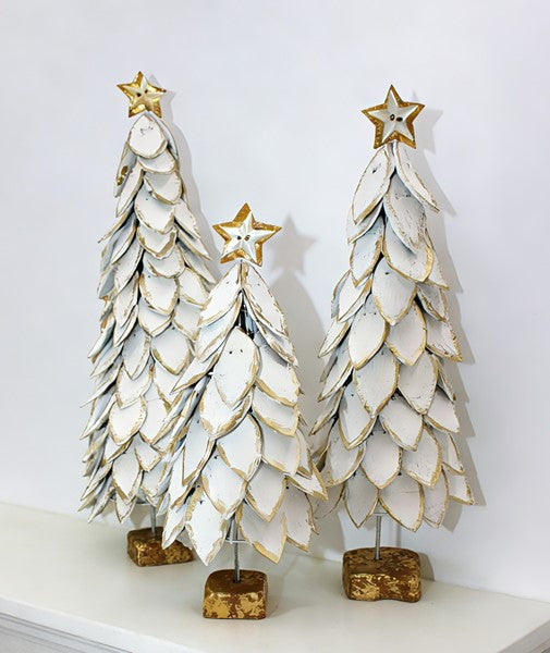 Set/3 White Coconut Trees on Gold Base 24, 21, 16" Item #: JM9350S