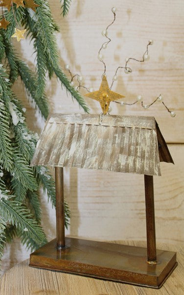 6x9" Tin Creche w/ Pearls and Gold Star Item #: JM9335