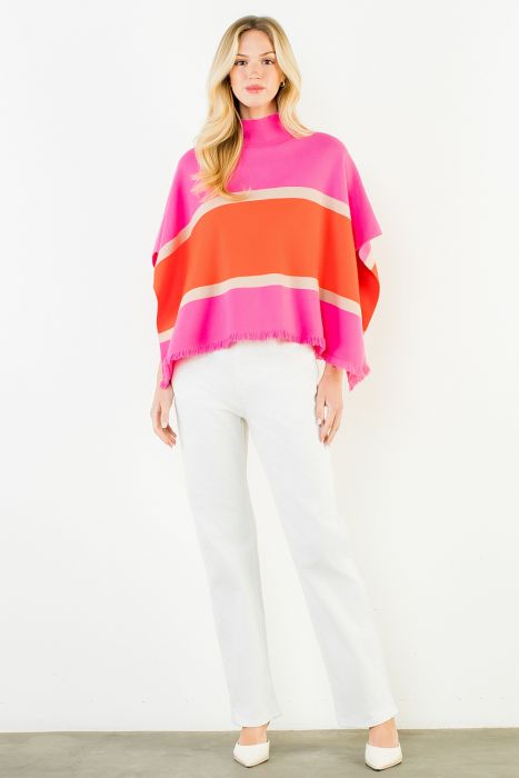 TMK2482 Colorblocked Poncho