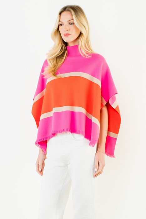 TMK2482 Colorblocked Poncho
